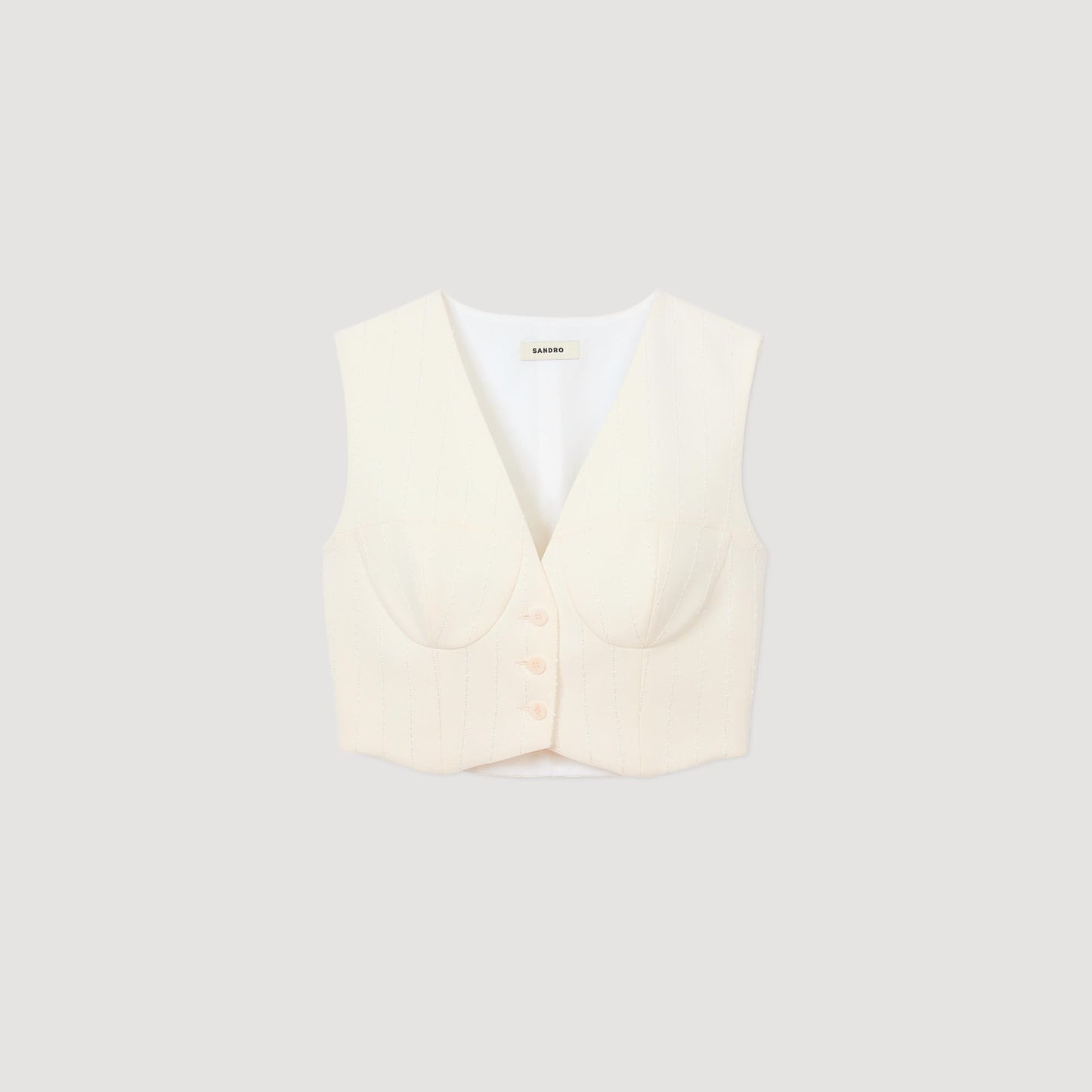 Sandro Sequin cropped jacket Ecru