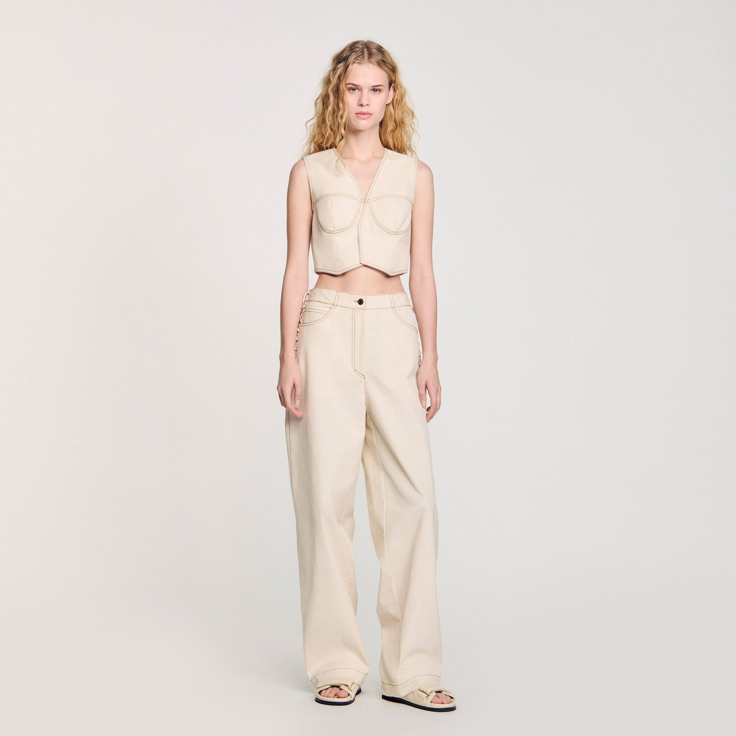 Sandro Denim cropped jacket Sand