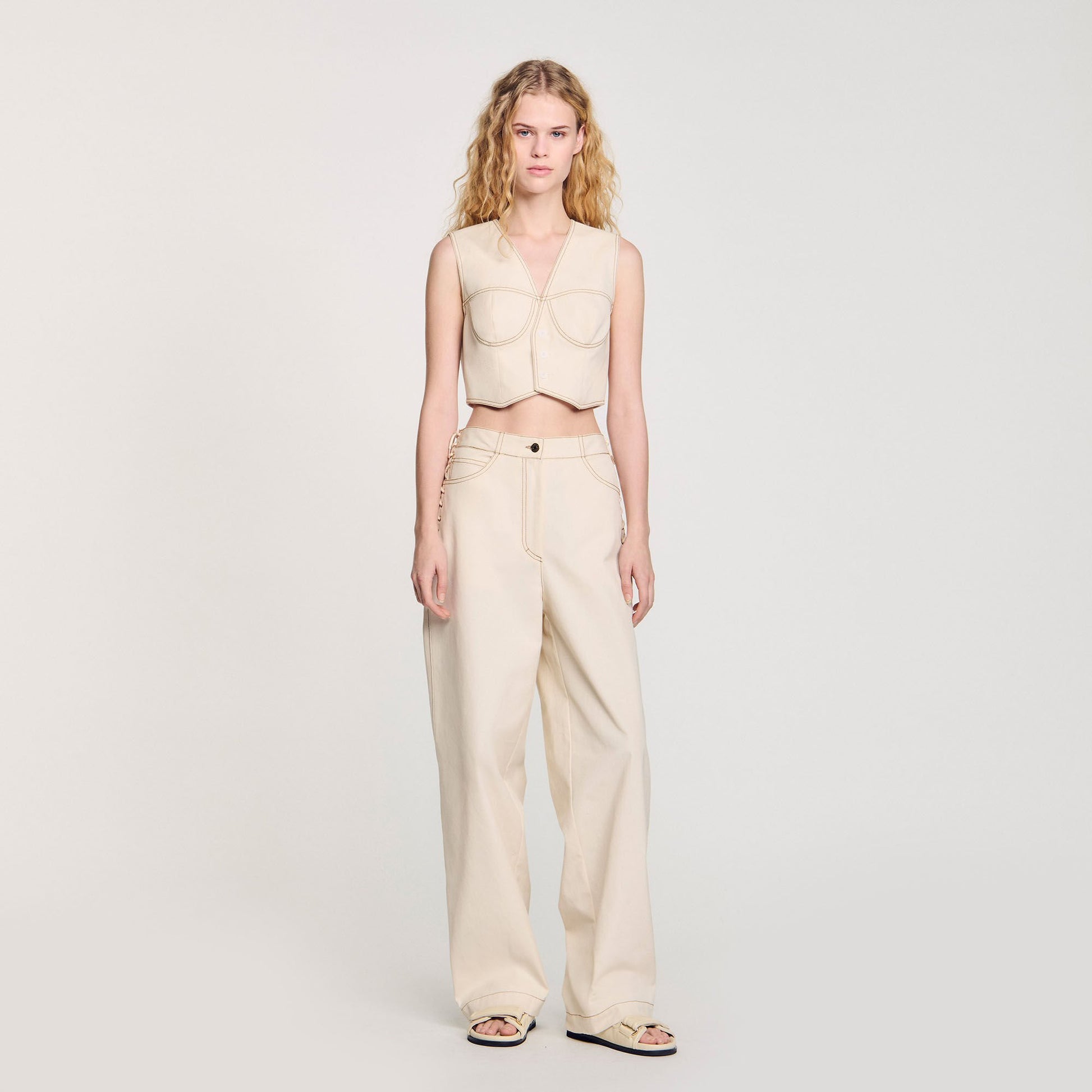 Sandro Denim cropped jacket Sand