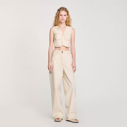 Sandro Denim cropped jacket Sand