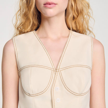 Sandro Denim cropped jacket Sand