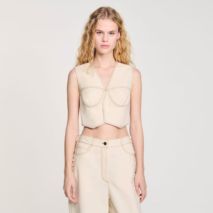Sandro Denim cropped jacket Sand