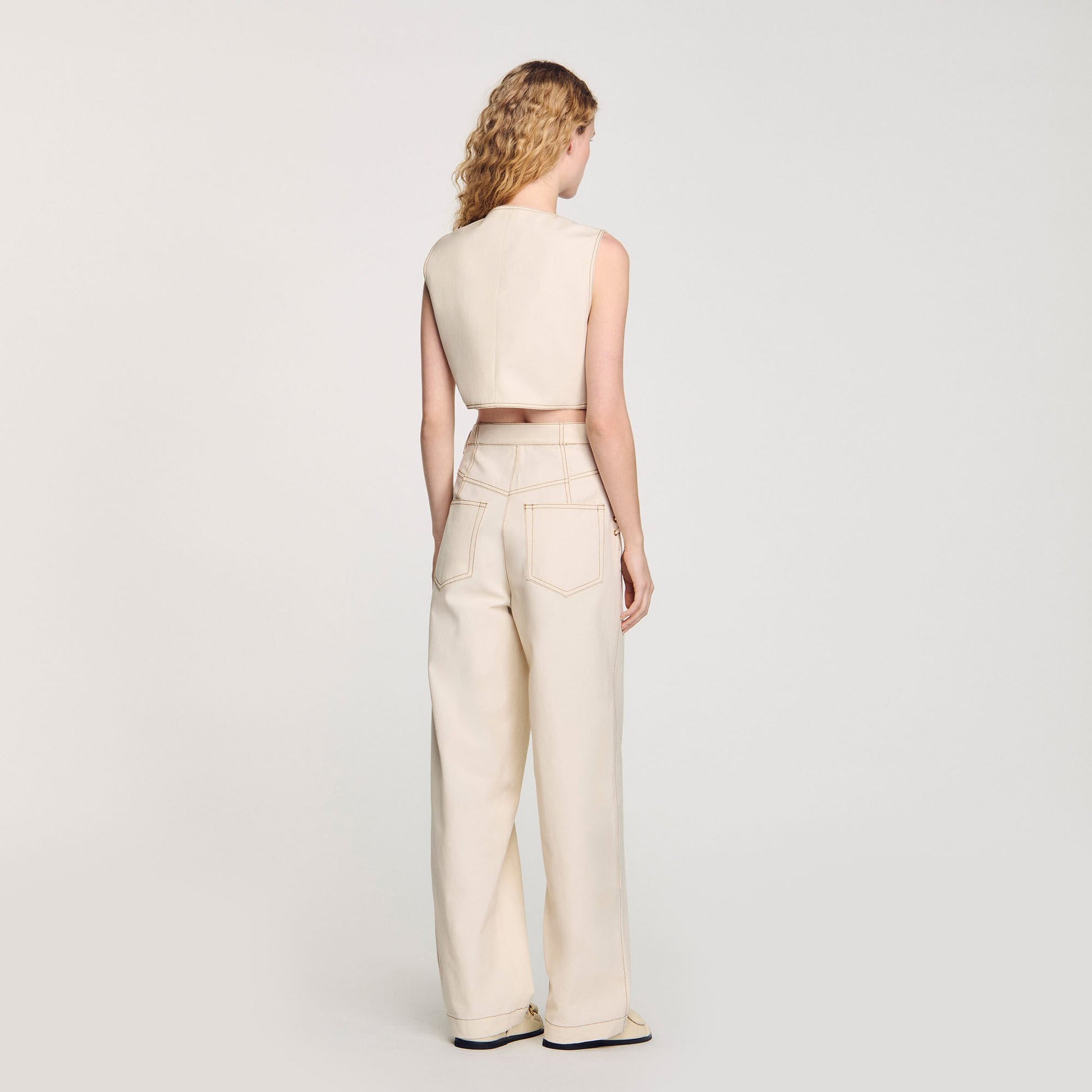 Sandro Denim cropped jacket Sand