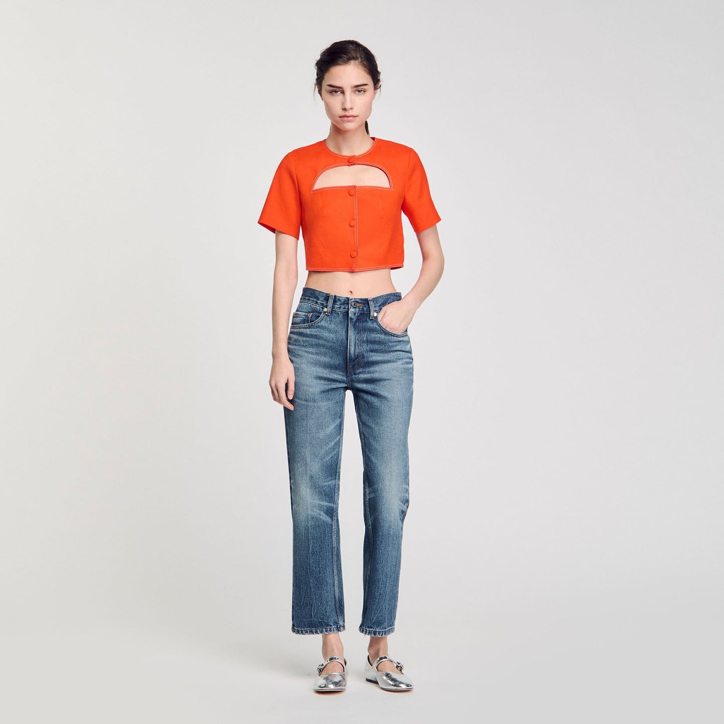 Sandro Crop top with cutout design Orange