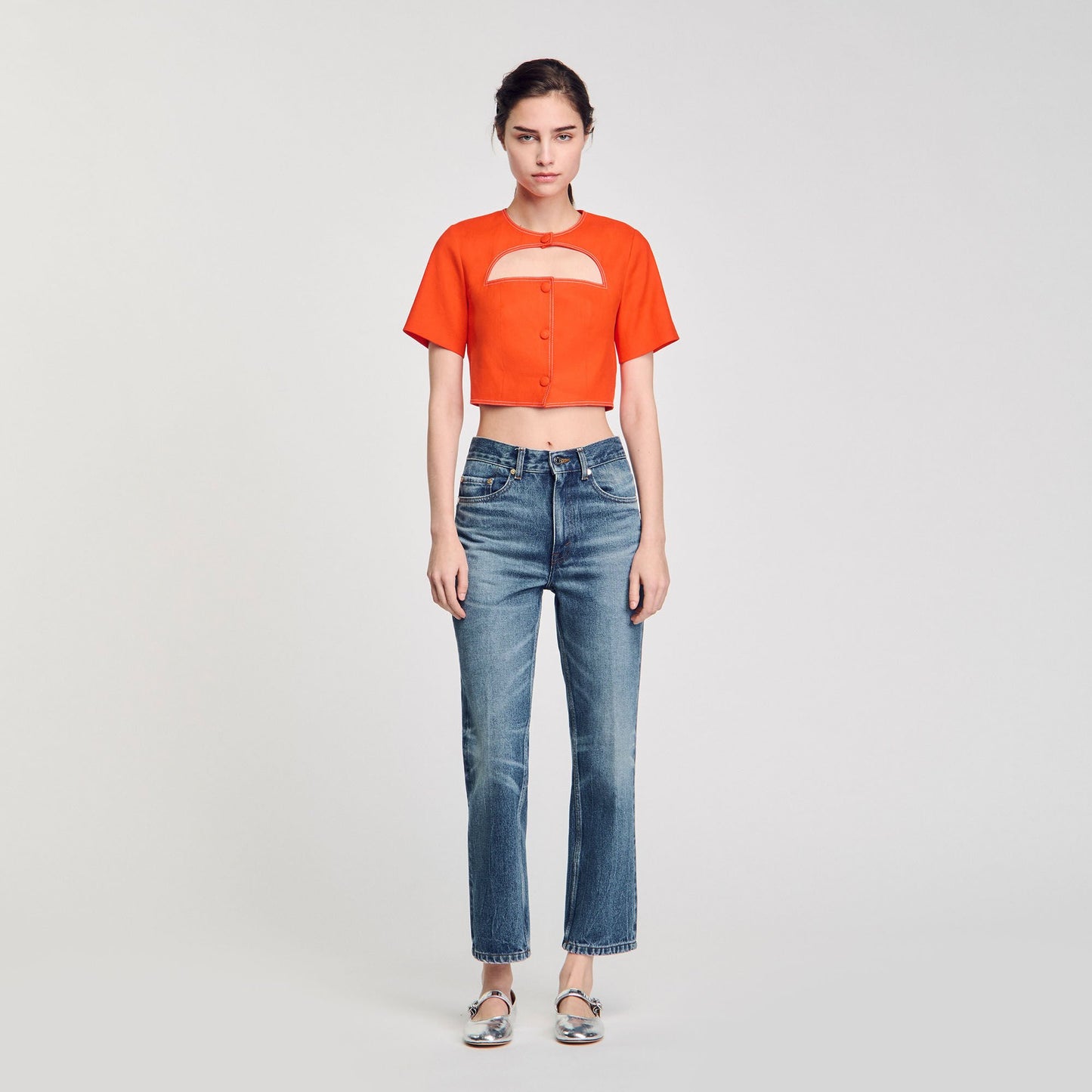 Sandro Crop top with cutout design Orange