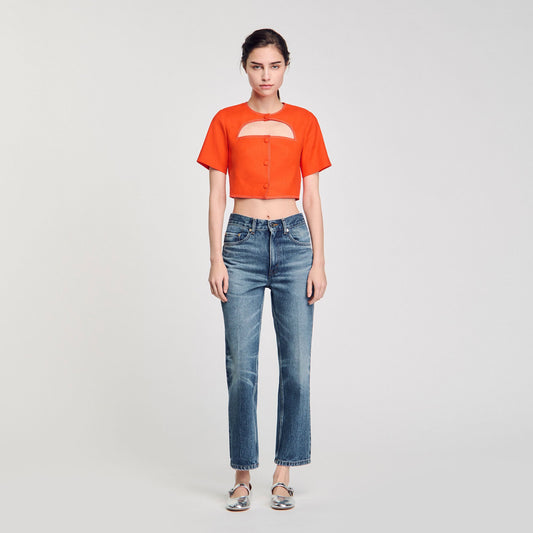 Sandro Crop top with cutout design Orange