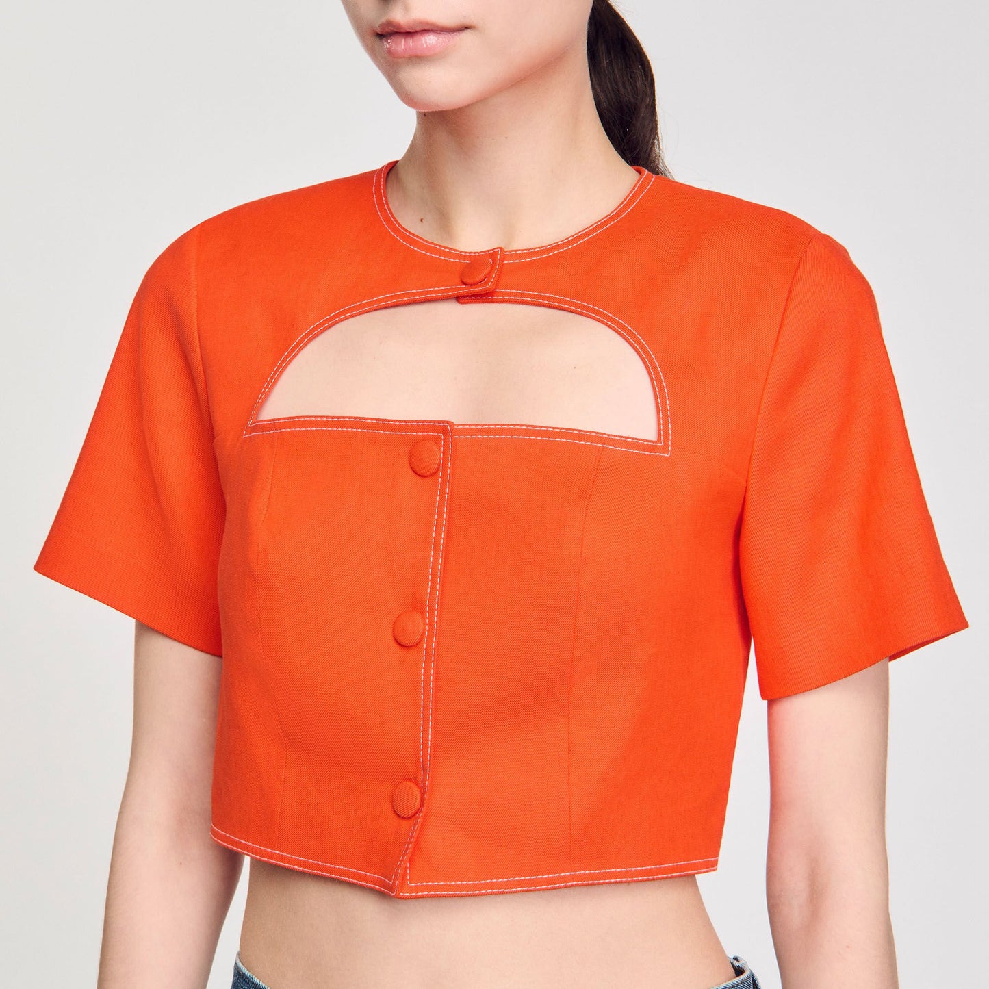 Sandro Crop top with cutout design Orange