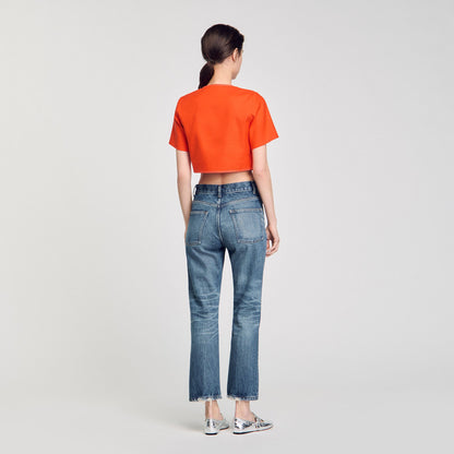 Sandro Crop top with cutout design Orange