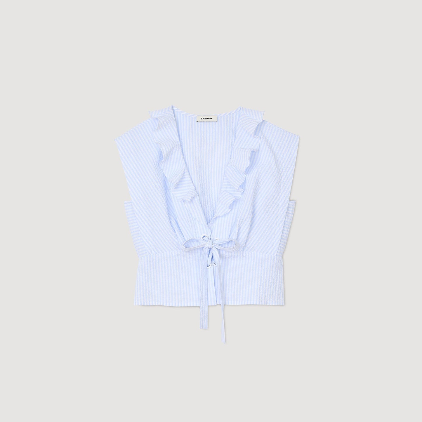 Sandro Striped crop top Ciel / Blanc