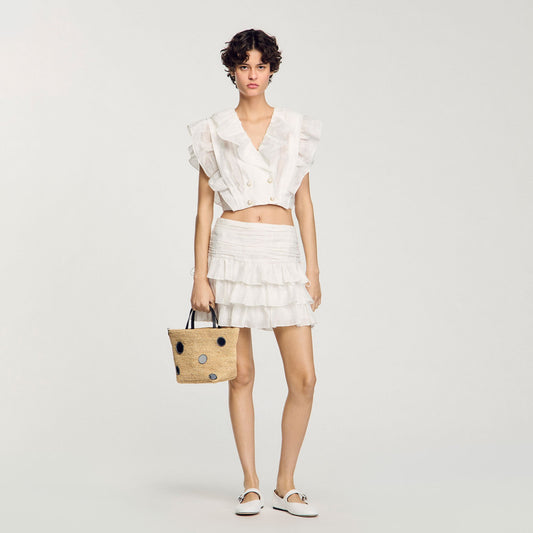 Sandro Ruffled crop top White