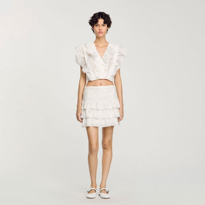 Sandro Ruffled crop top White