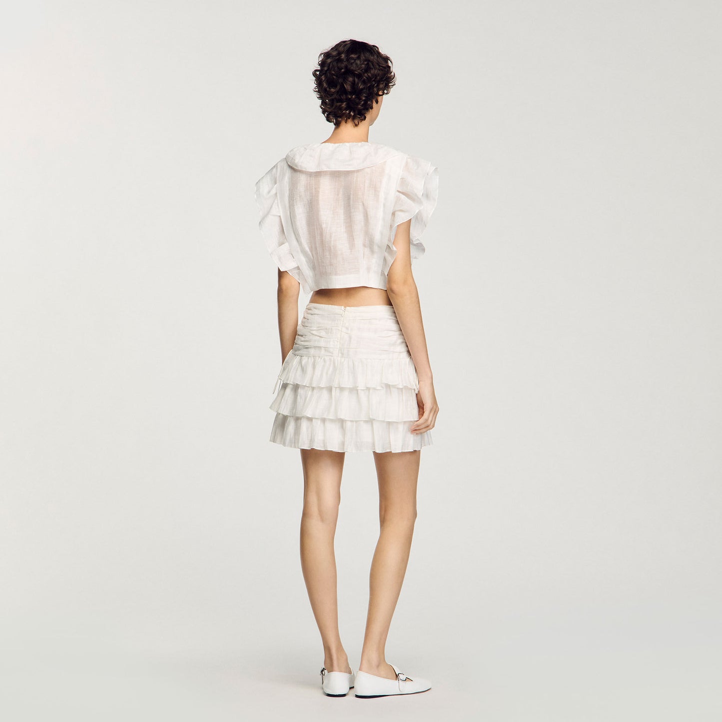 Sandro Ruffled crop top White