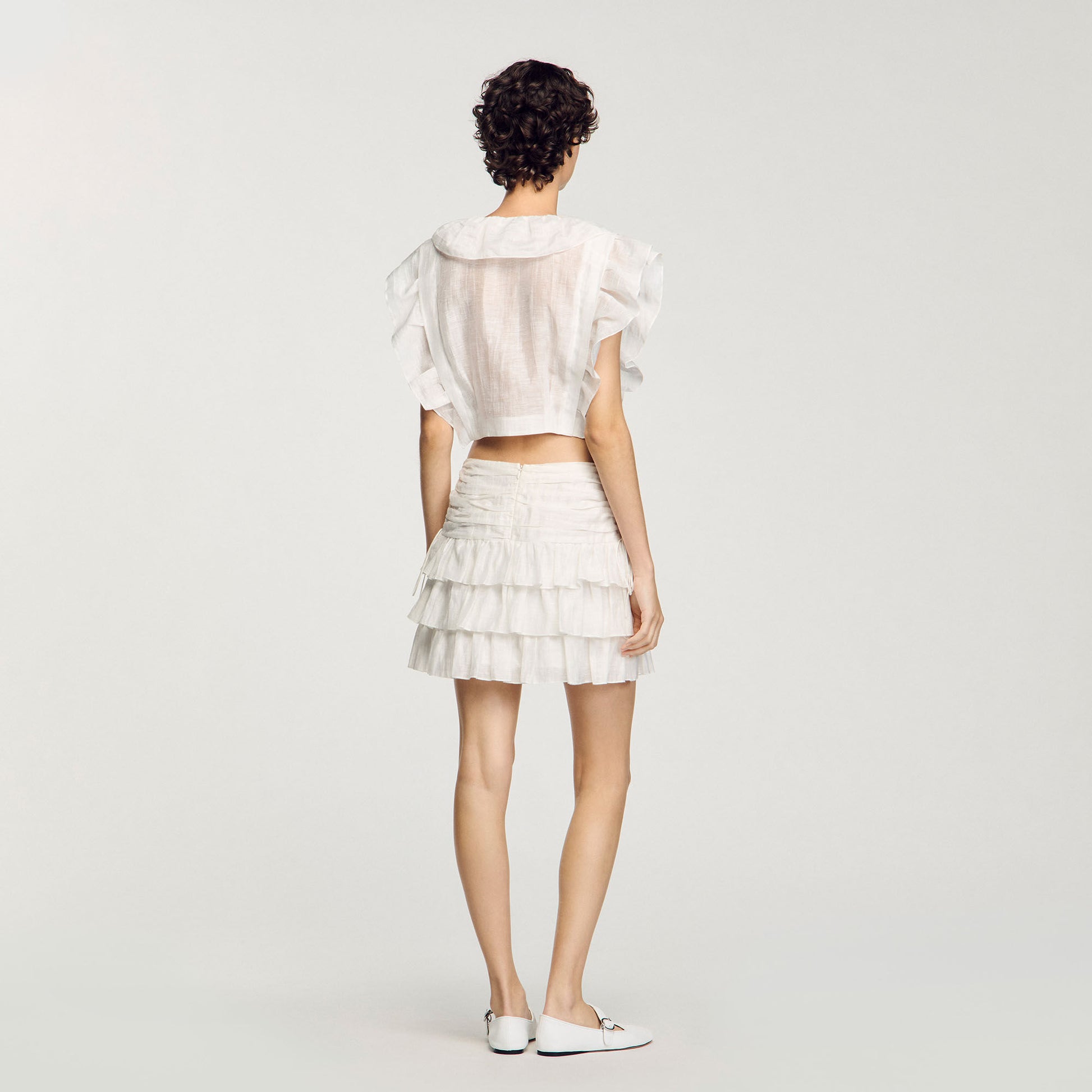 Sandro Ruffled crop top White