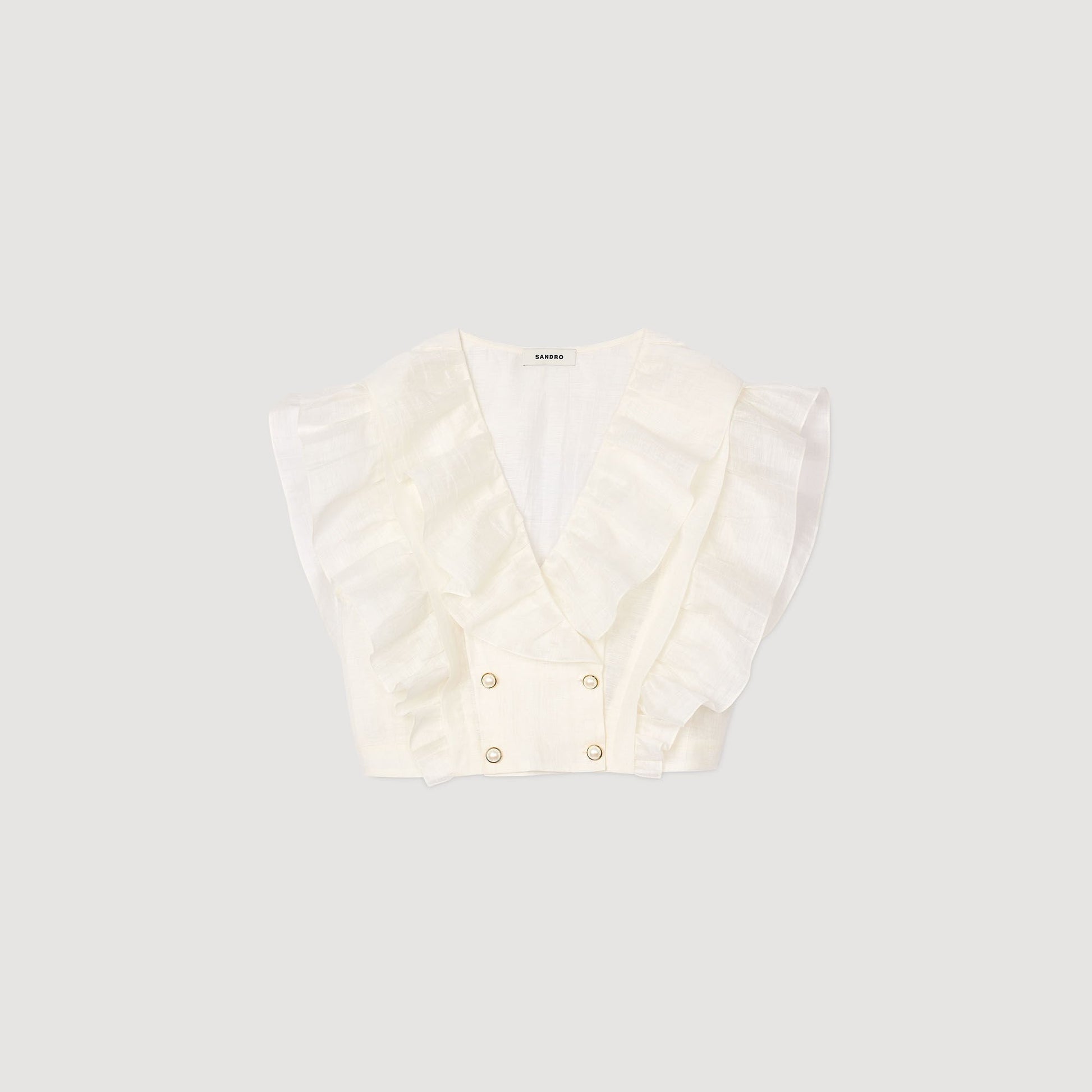 Sandro Ruffled crop top White