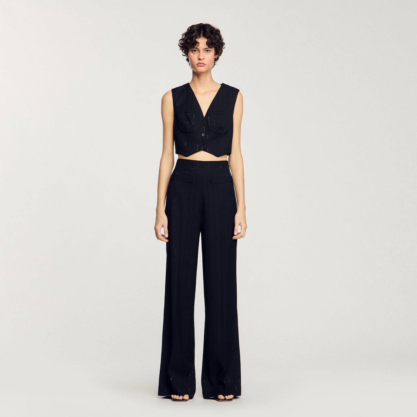 Sandro Sequin cropped jacket Black