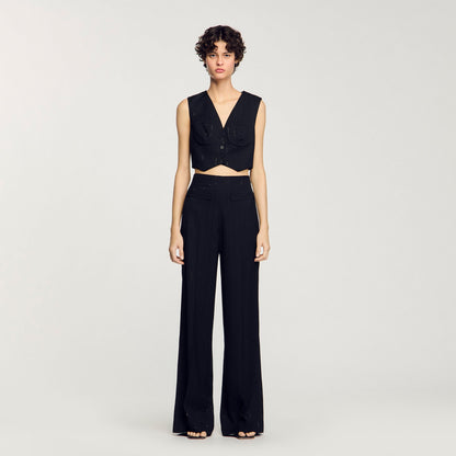 Sandro Sequin cropped jacket Black