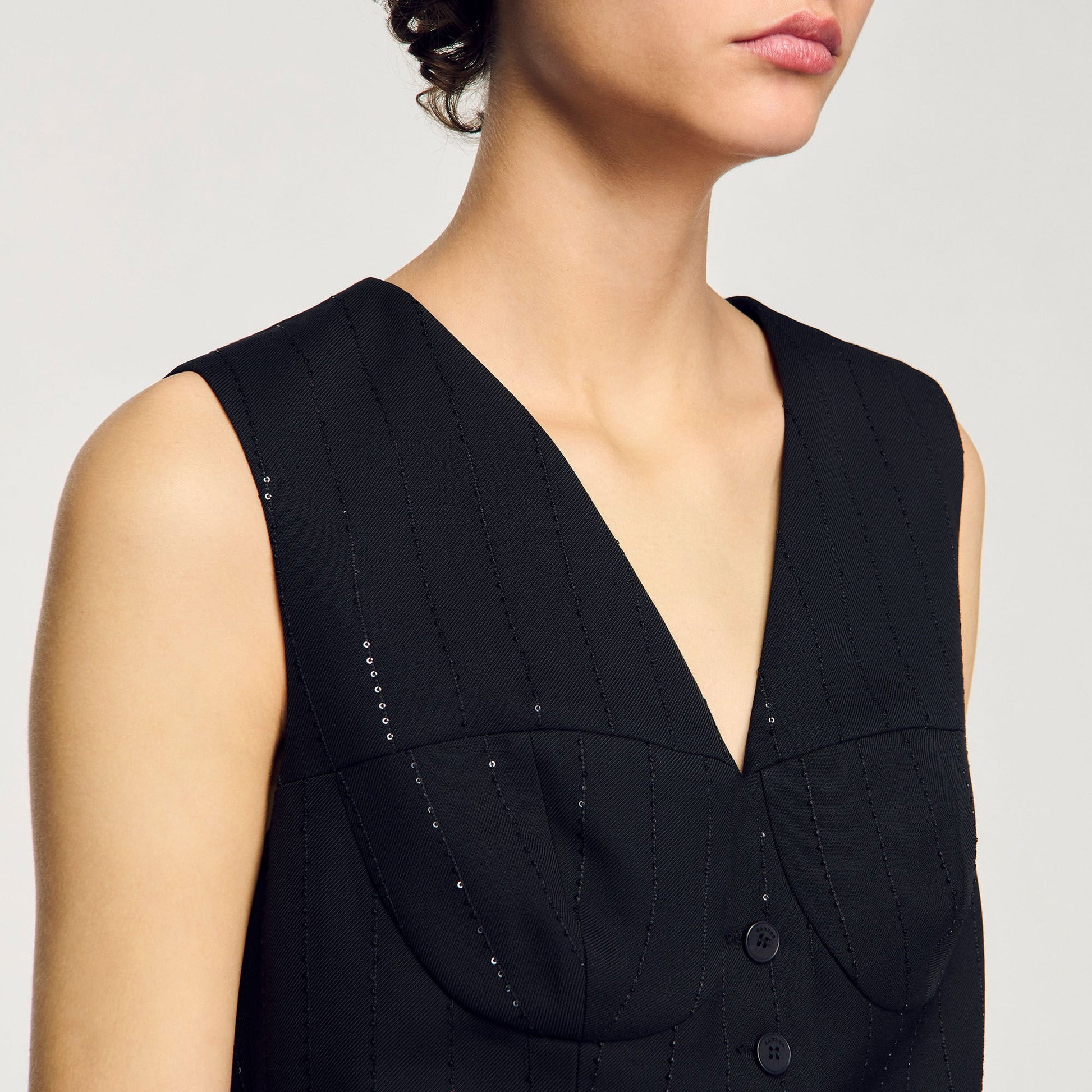 Sandro Sequin cropped jacket Black