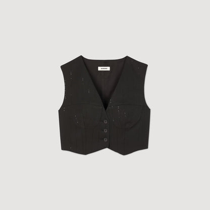 Sandro Sequin cropped jacket Black