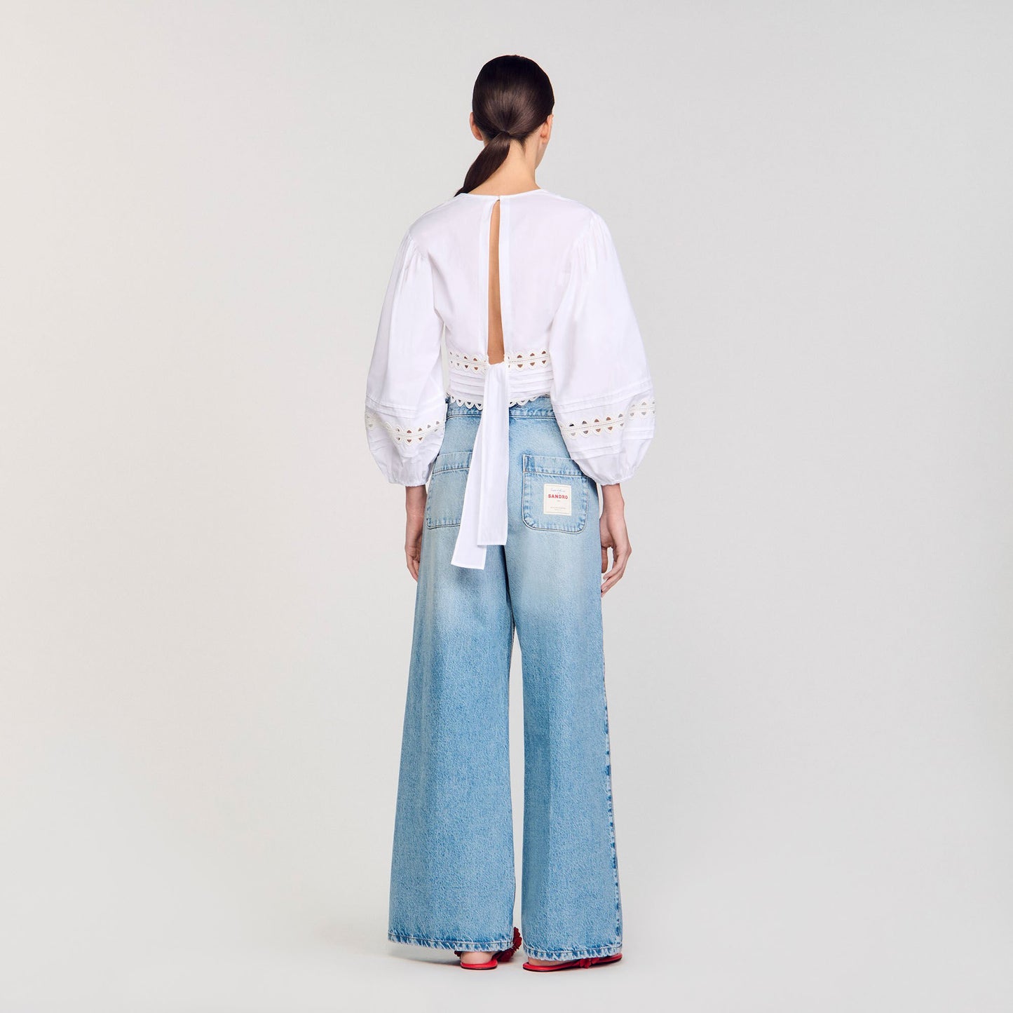 Sandro Poplin crop top White