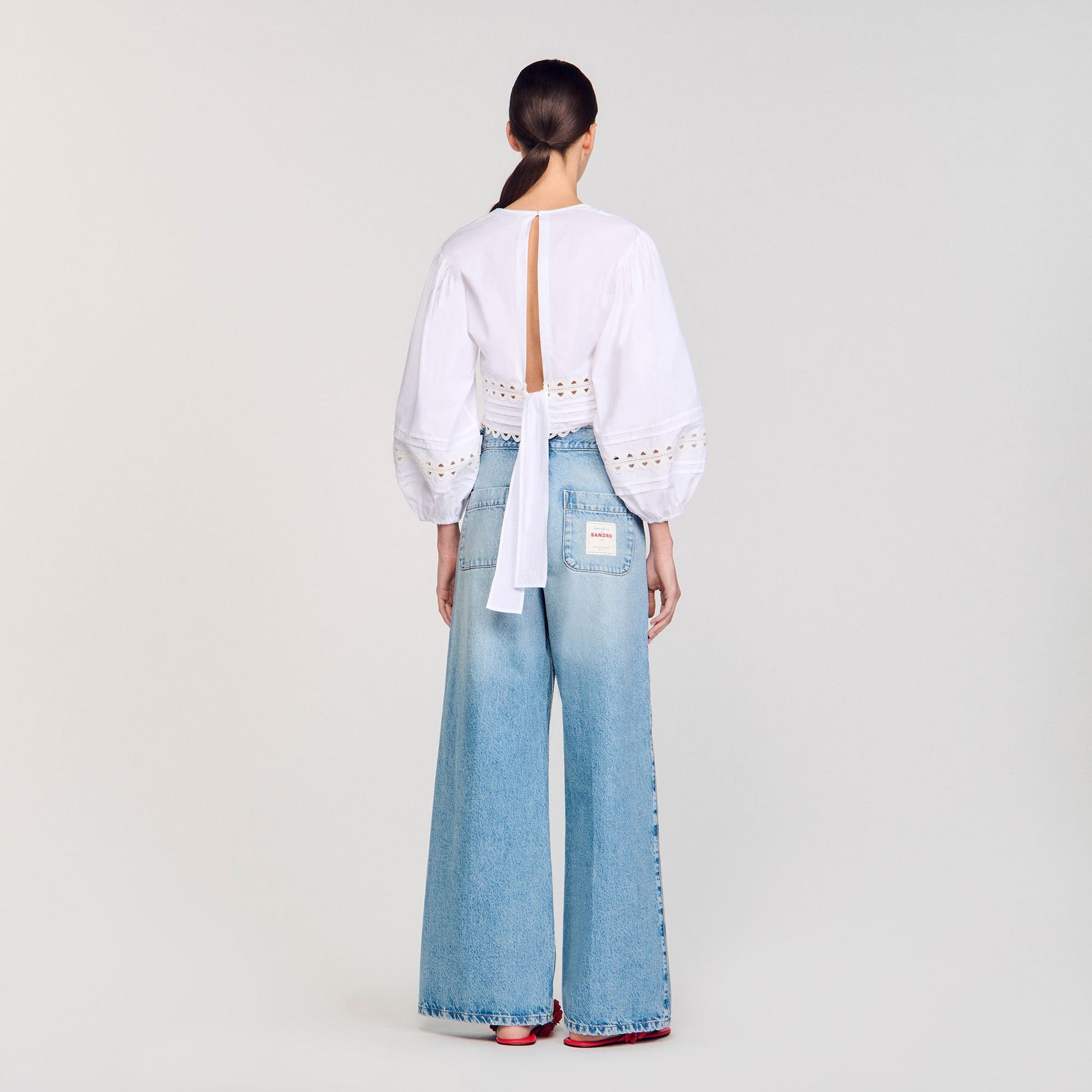 Sandro Poplin crop top White
