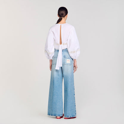 Sandro Poplin crop top White