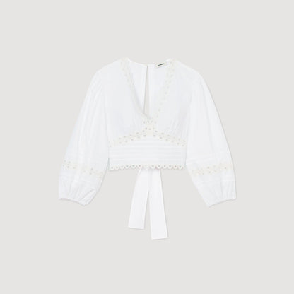 Sandro Poplin crop top White