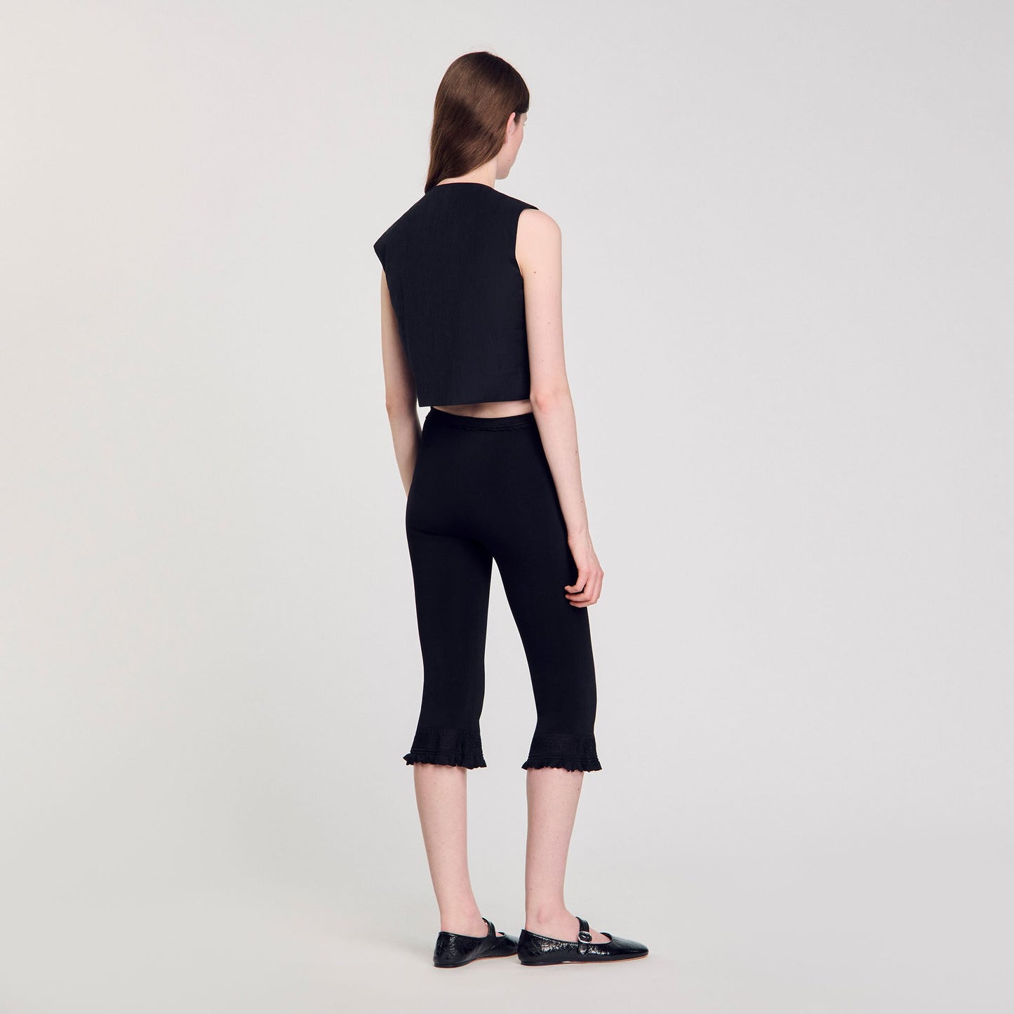 Sandro Pleated crop top Black