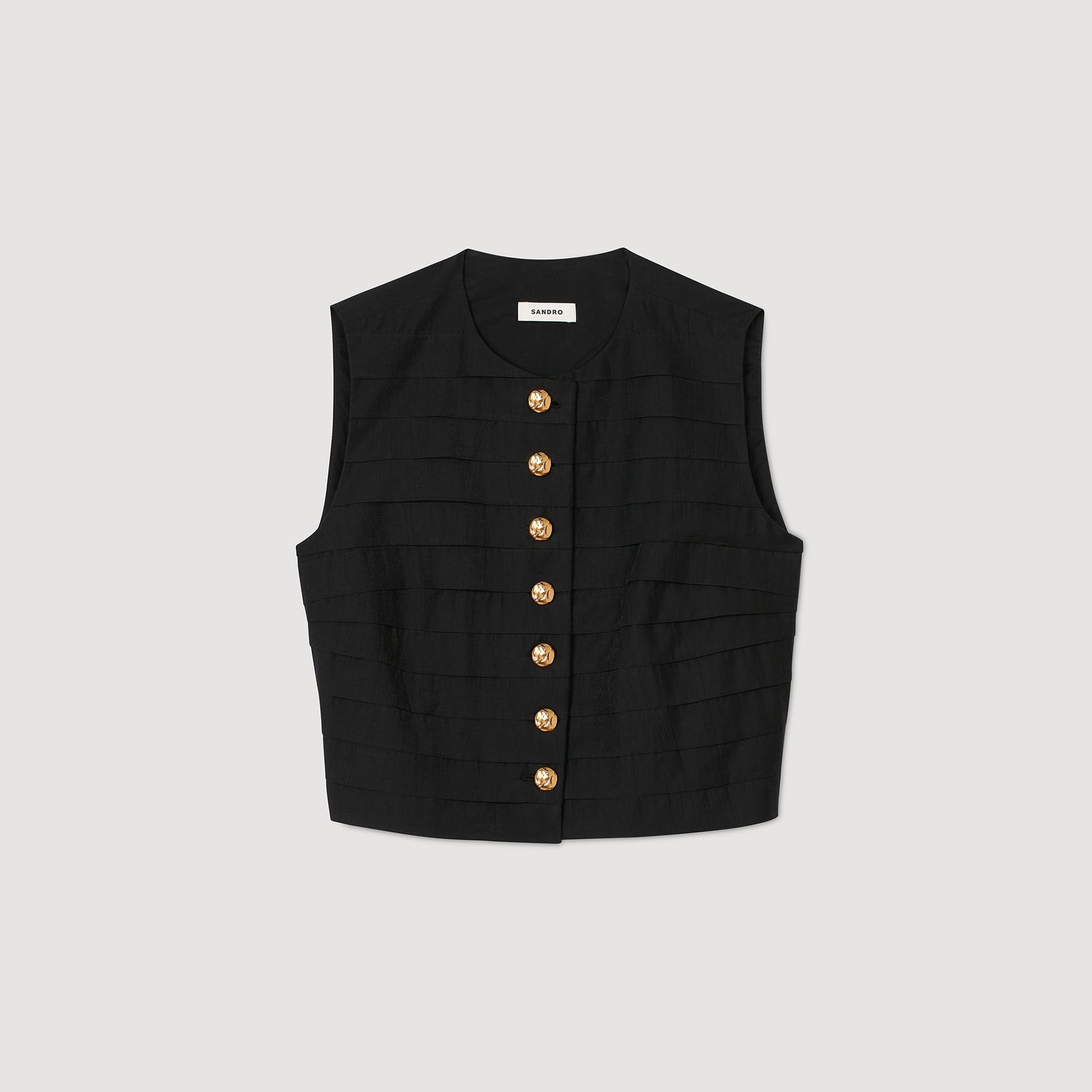 Sandro Pleated crop top Black