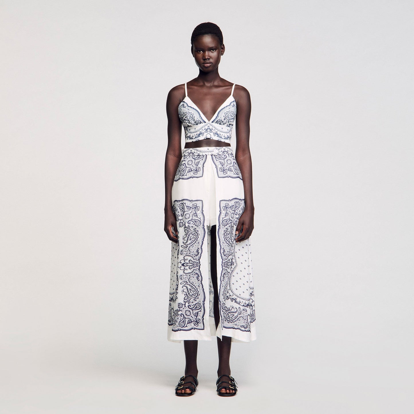 Sandro Bandana print crop top White / Blue