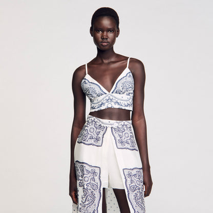 Sandro Bandana print crop top White / Blue