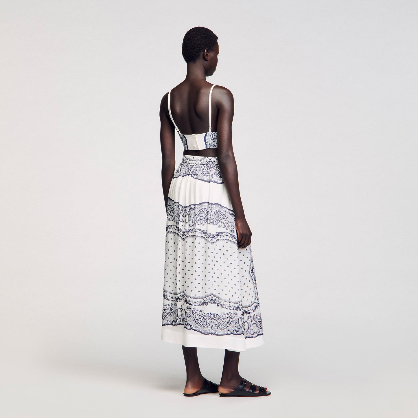 Sandro Bandana print crop top White / Blue
