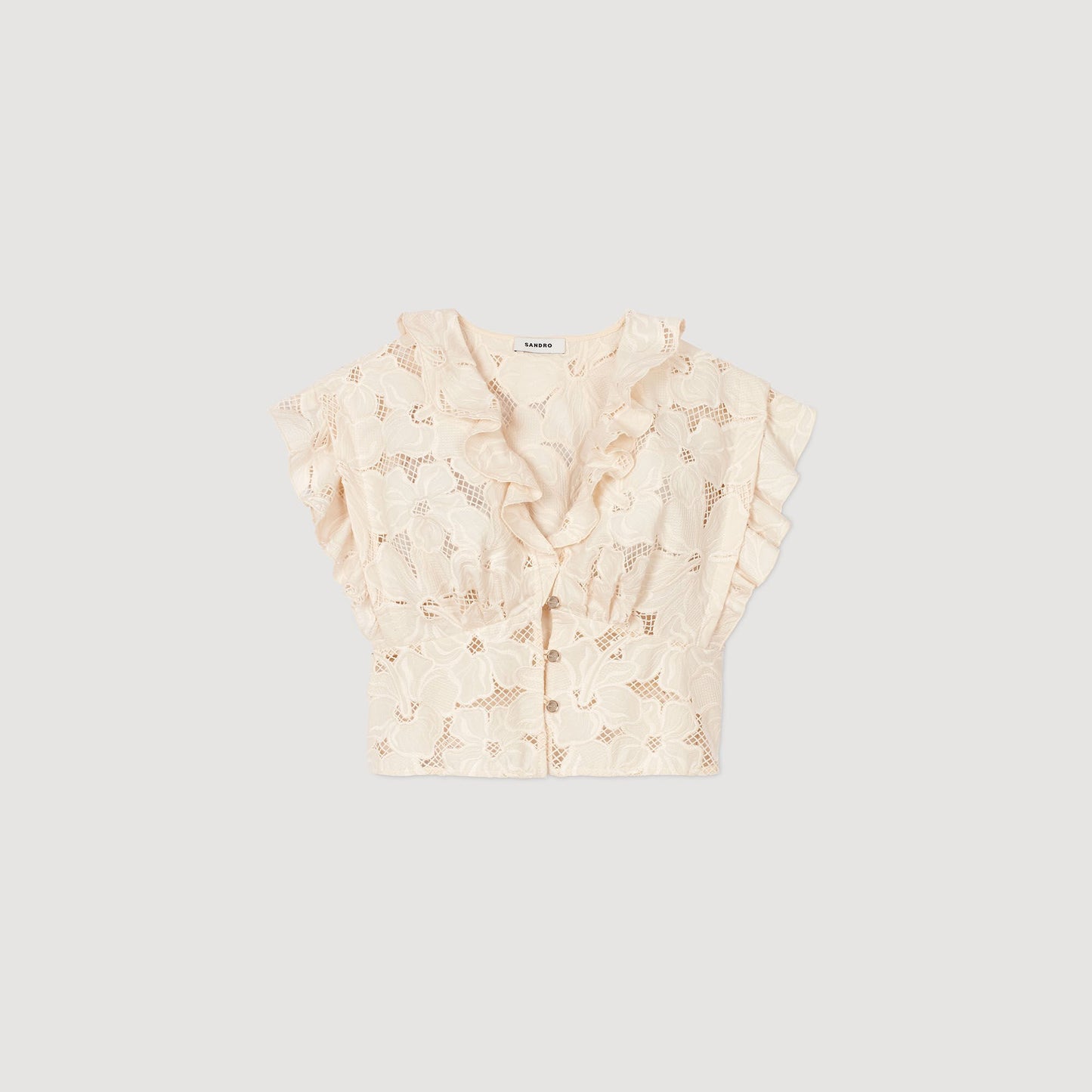 Sandro Embroidered crop top Ecru