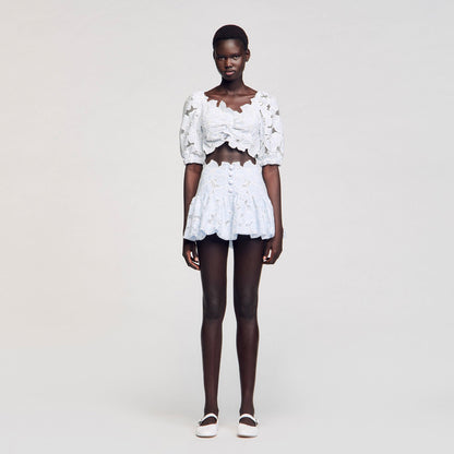 Sandro Guipure lace top Sky Blue