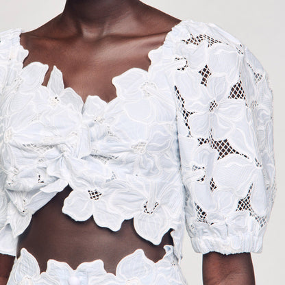 Sandro Guipure lace top Sky Blue