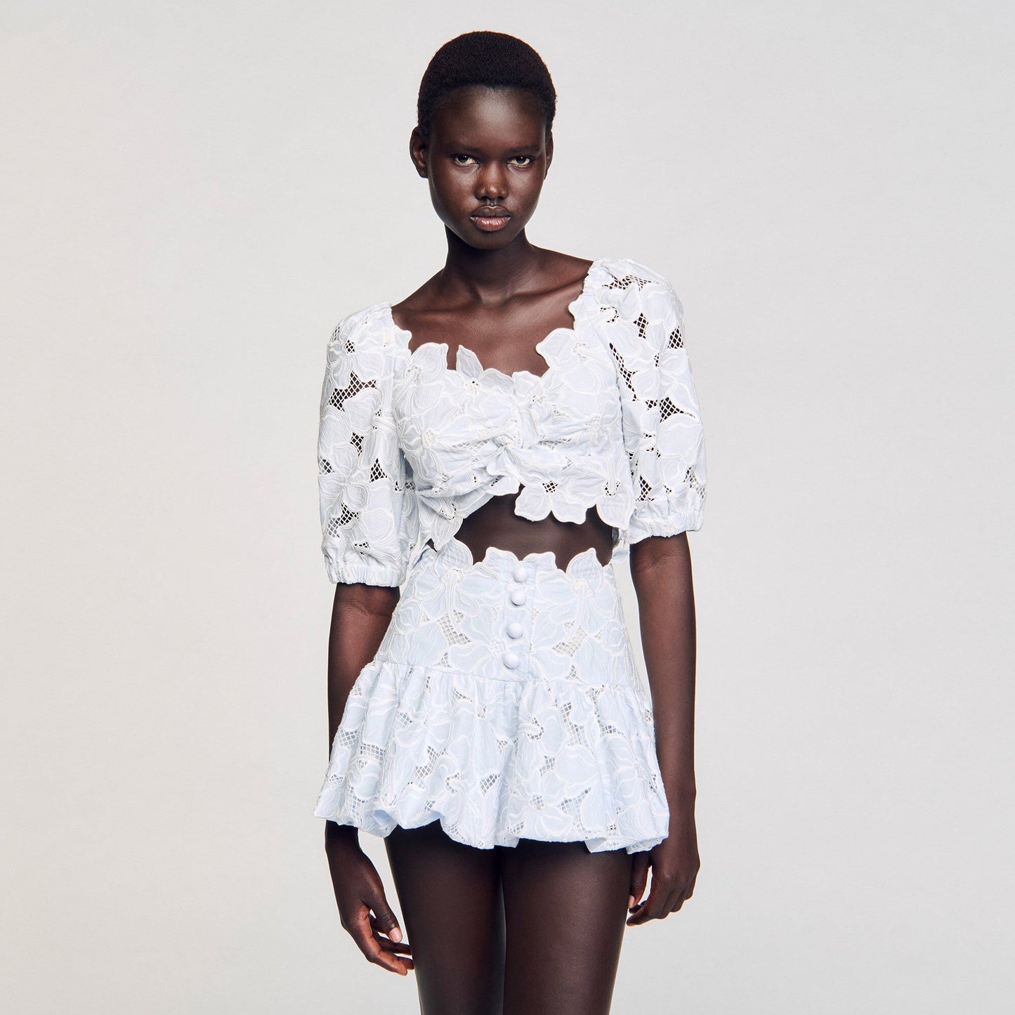 Sandro Guipure lace top Sky Blue