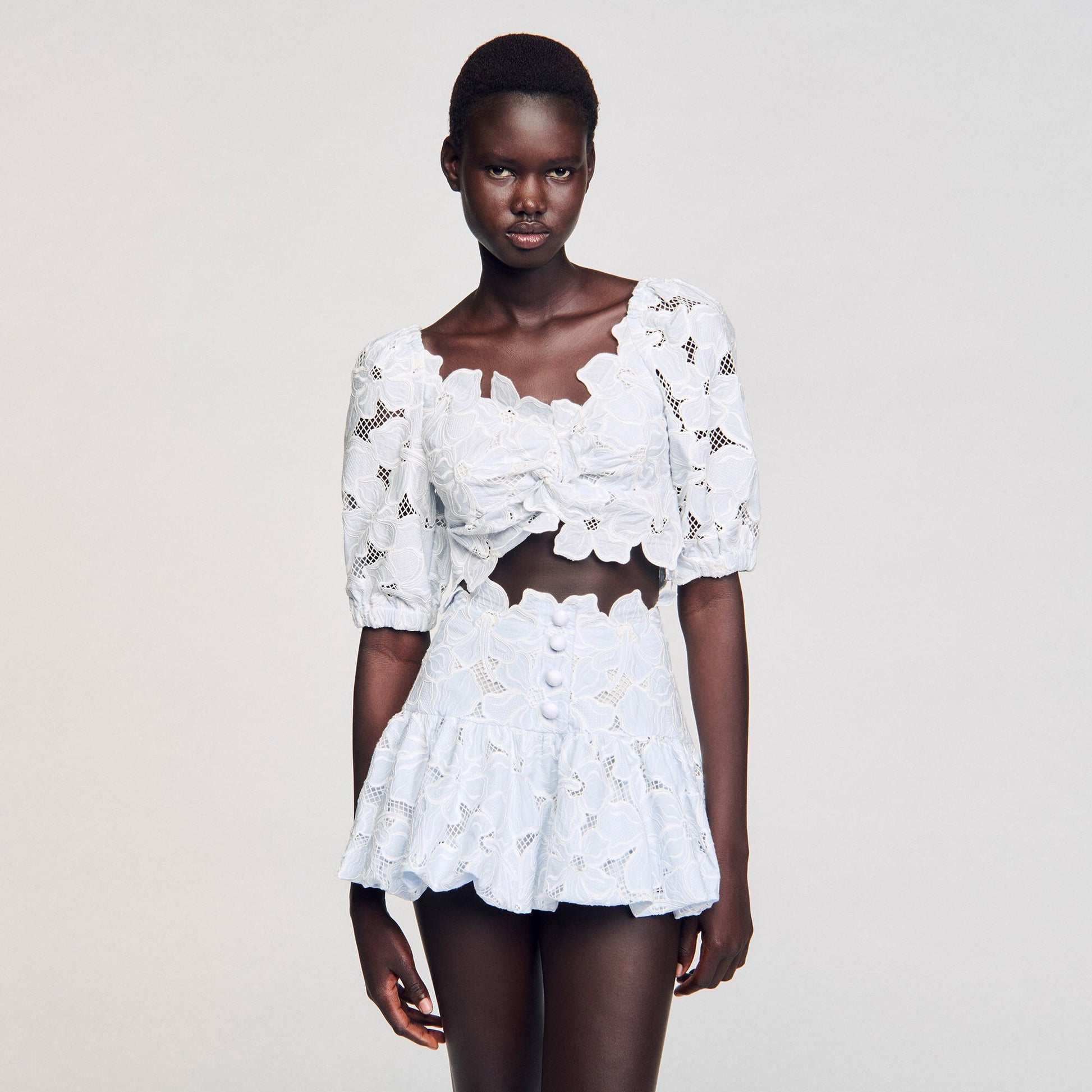 Sandro Guipure lace top Sky Blue