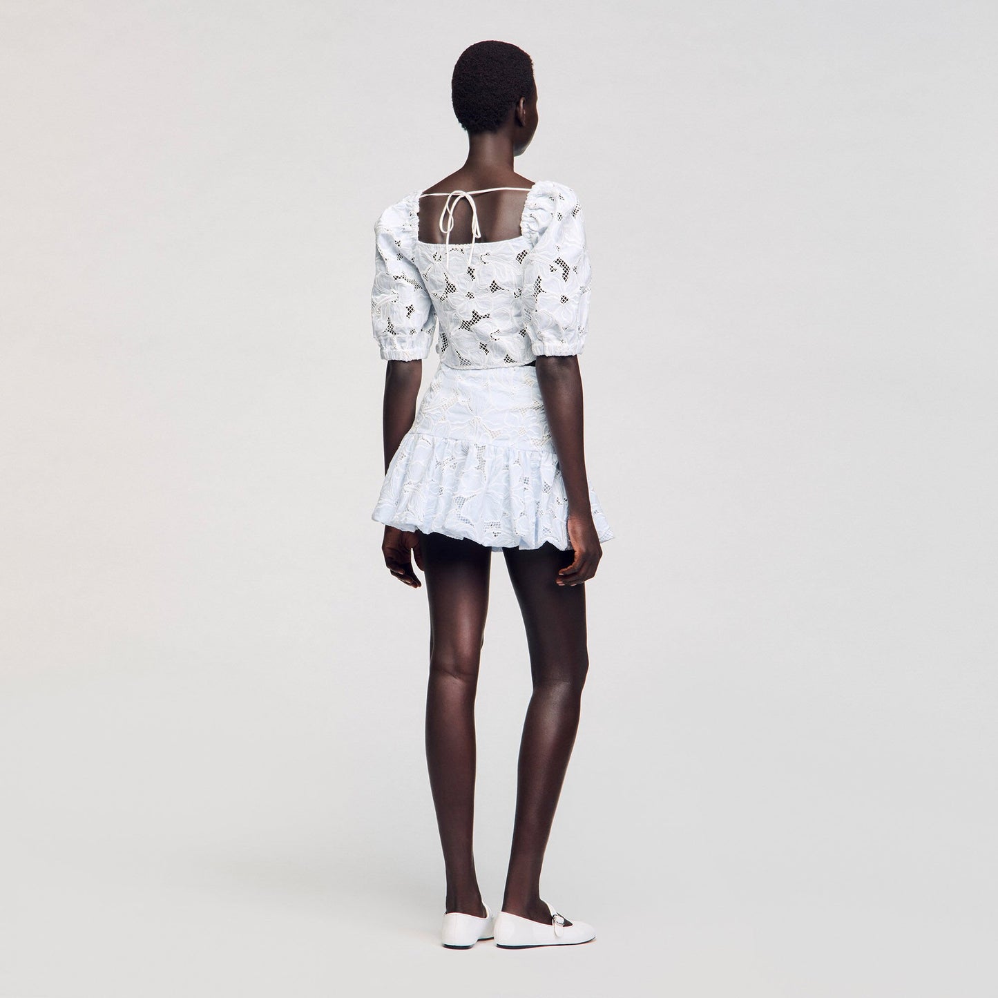 Sandro Guipure lace top Sky Blue