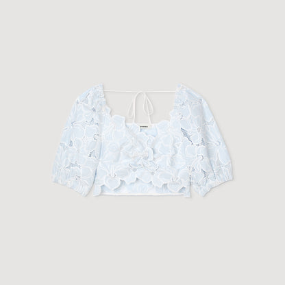 Sandro Guipure lace top Sky Blue