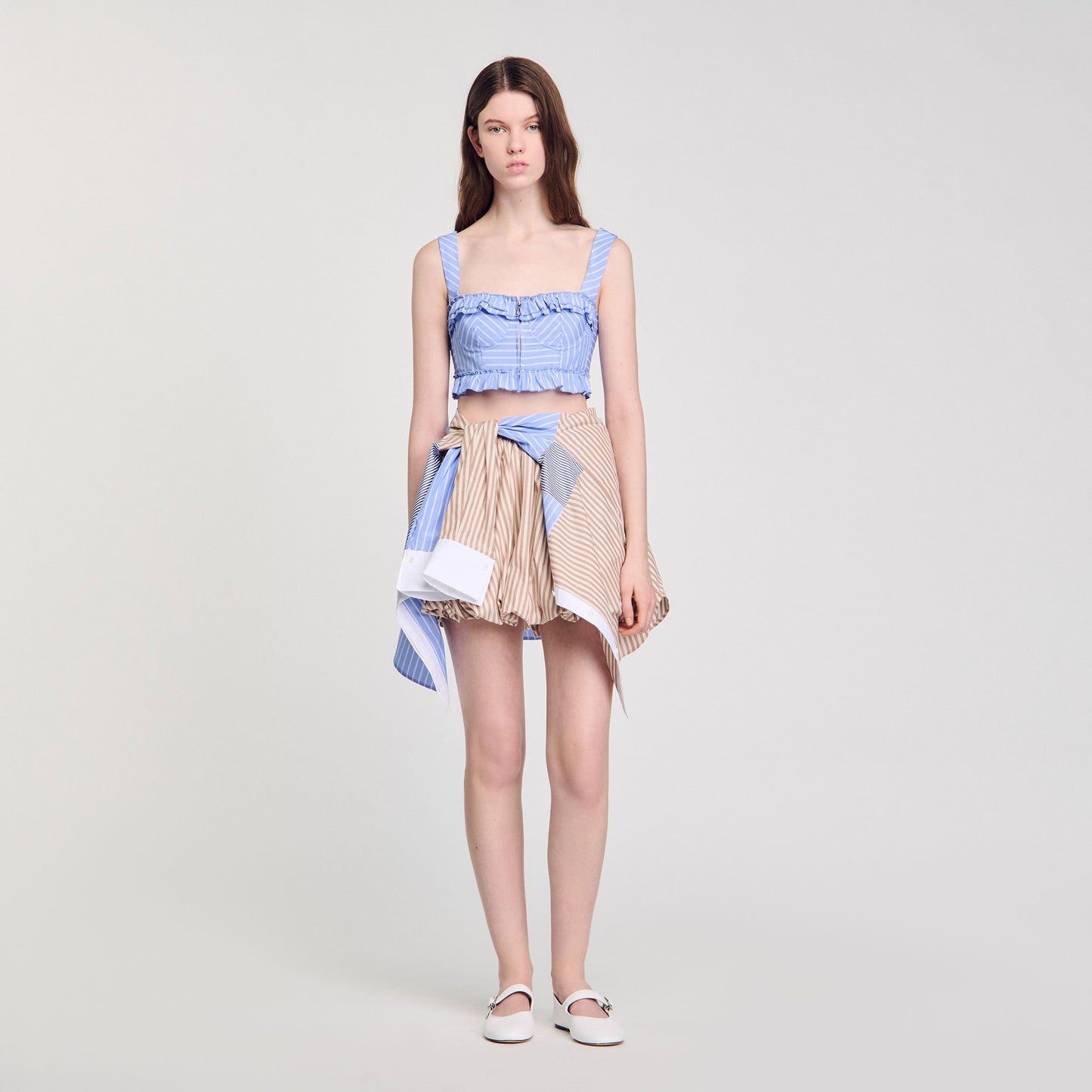 Sandro Striped crop top Blu / White