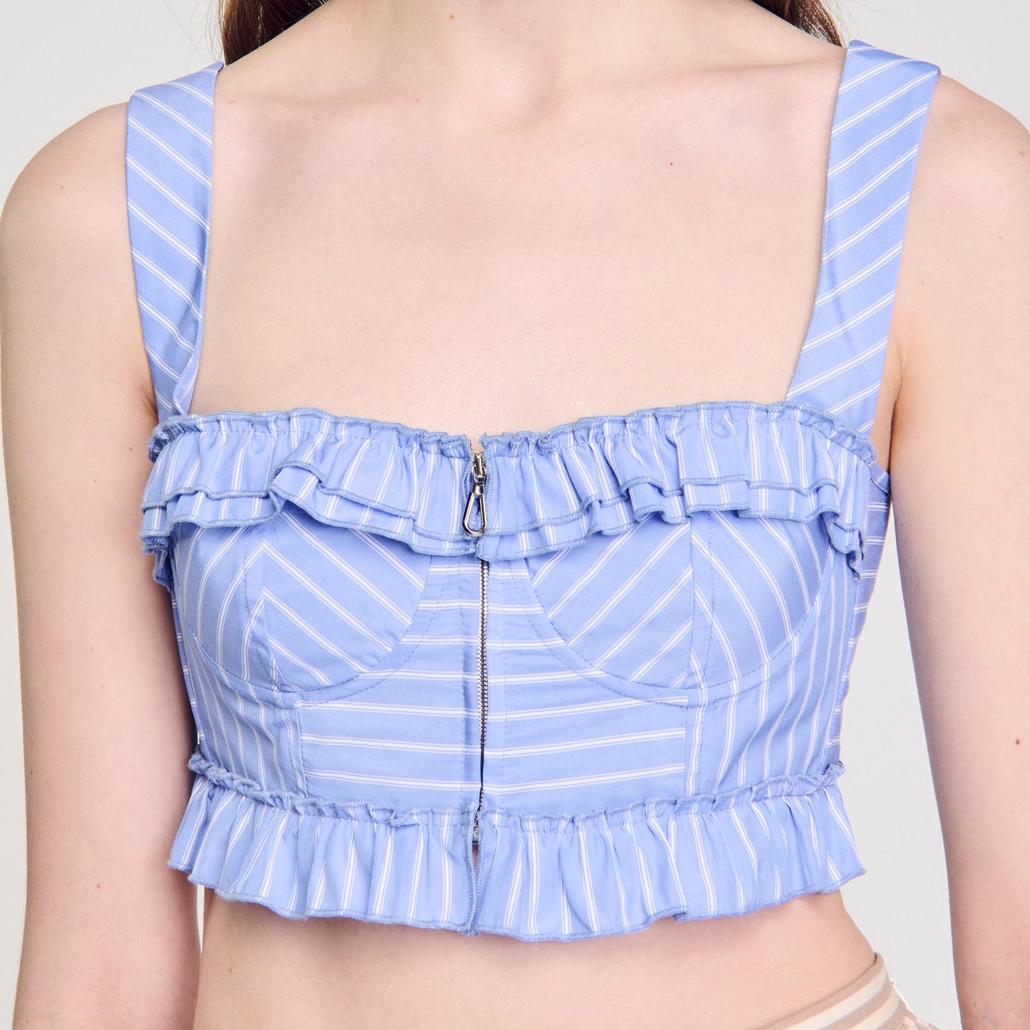 Sandro Striped crop top Blu / White