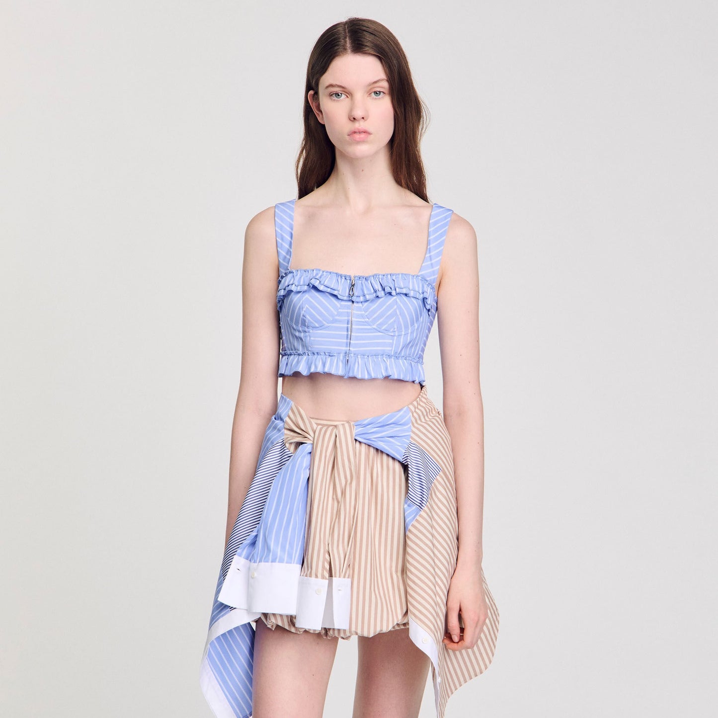 Sandro Striped crop top Blu / White