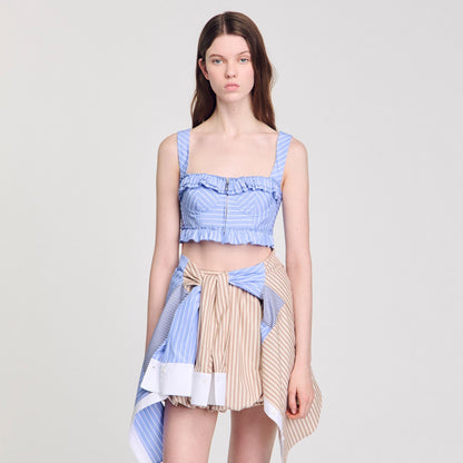 Sandro Striped crop top Blu / White