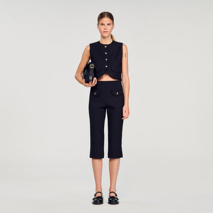 Sandro Buttoned crop top Black