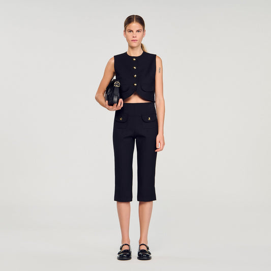 Sandro Buttoned crop top Black