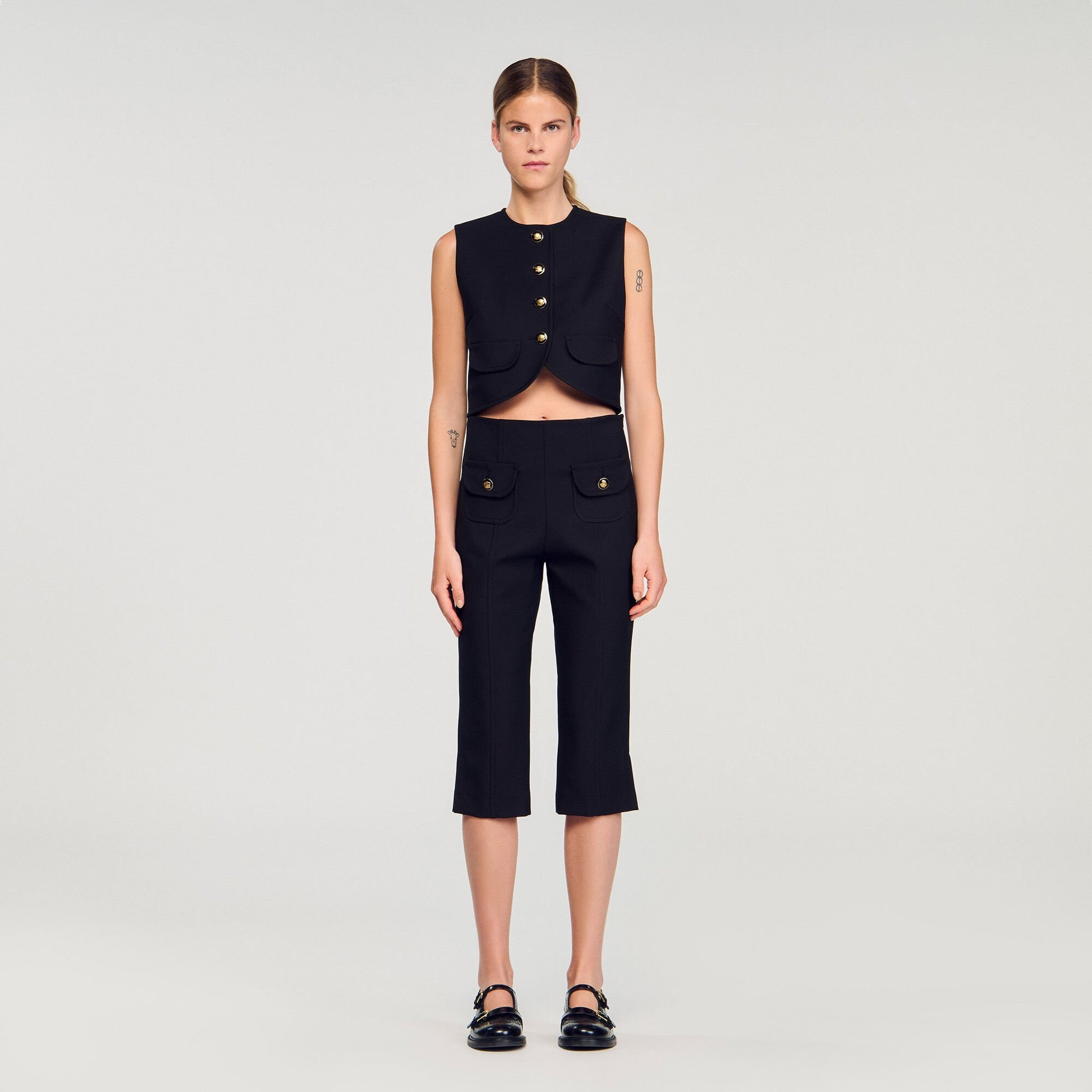 Sandro Buttoned crop top Black
