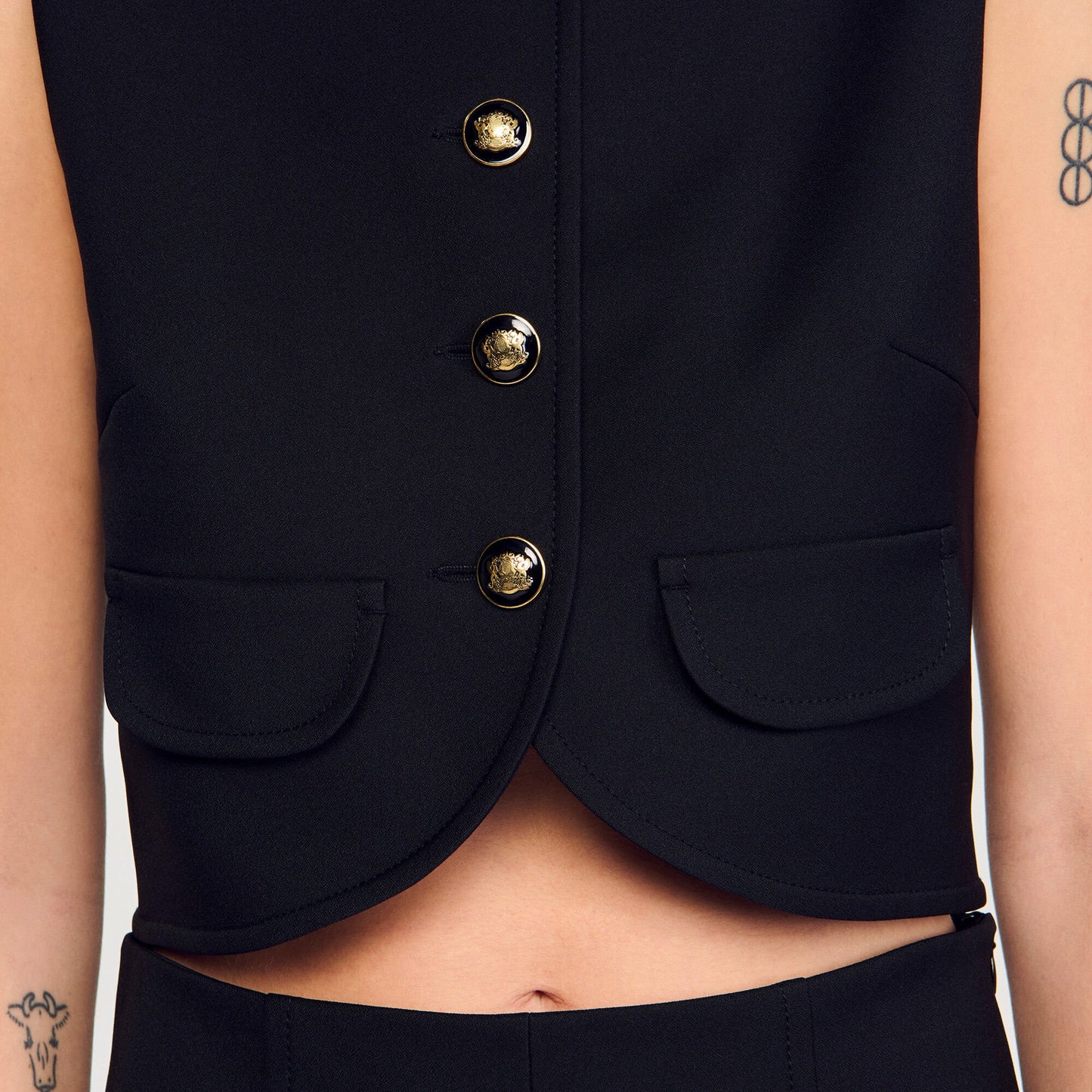 Sandro Buttoned crop top Black
