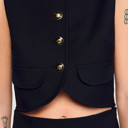 Sandro Buttoned crop top Black