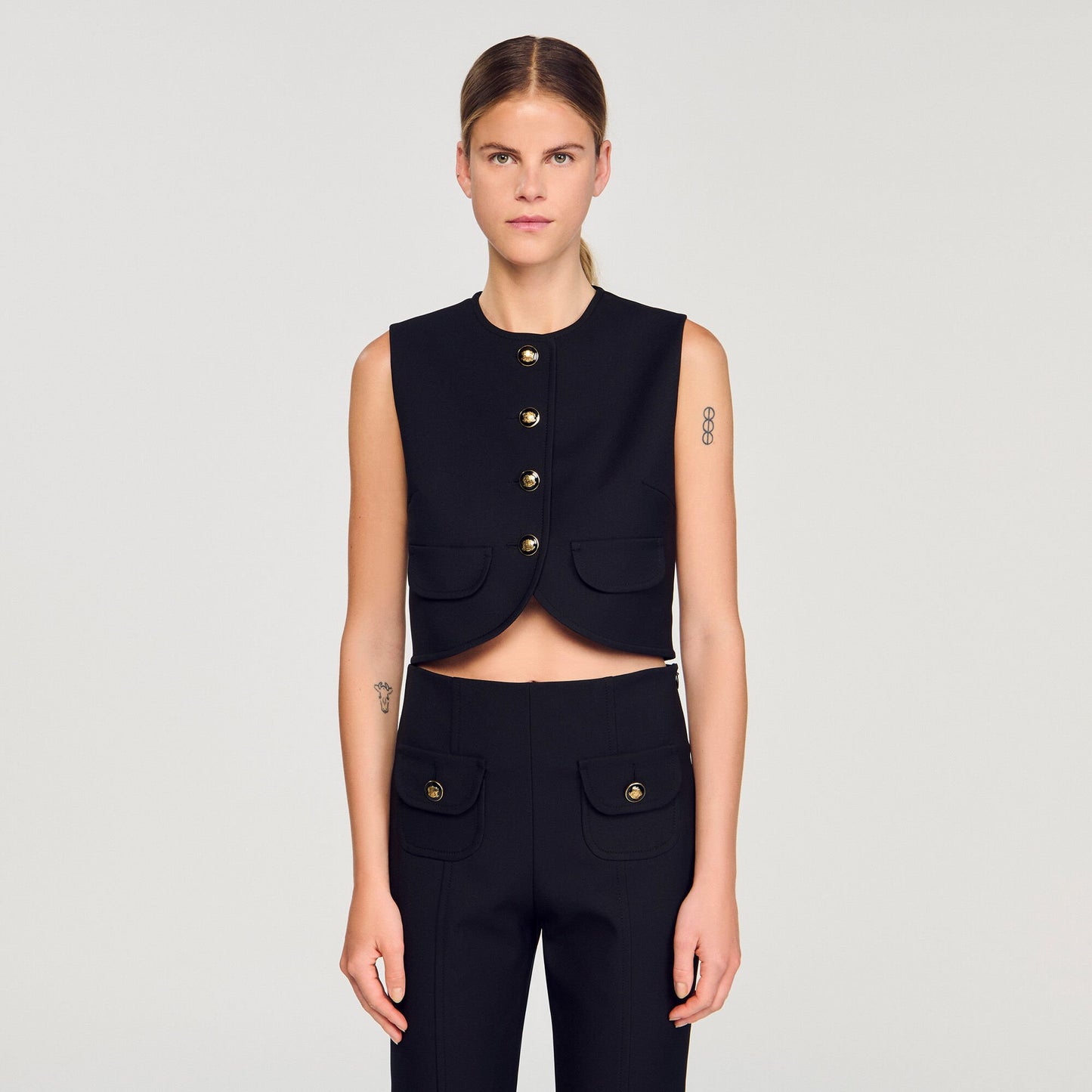 Sandro Buttoned crop top Black