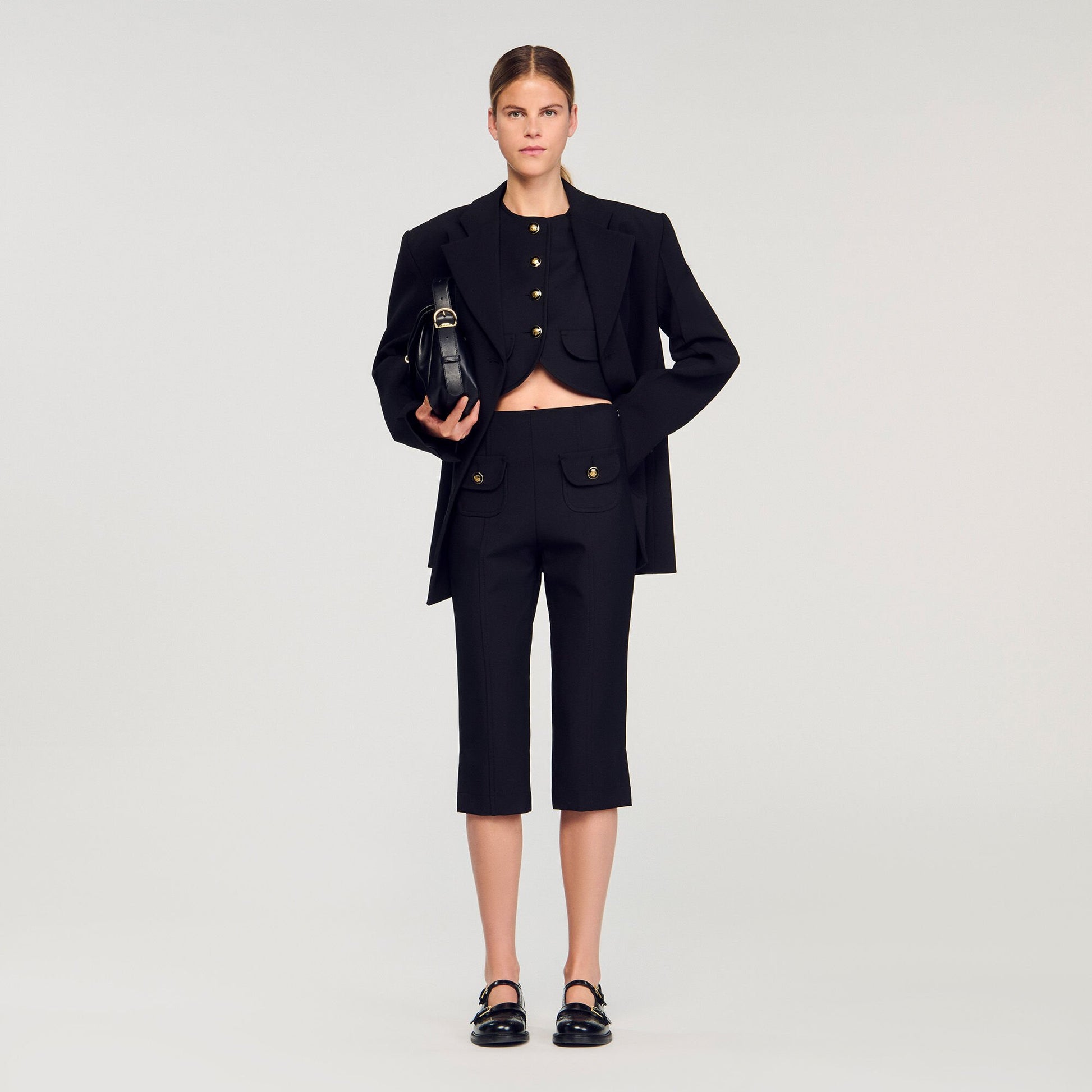 Sandro Buttoned crop top Black