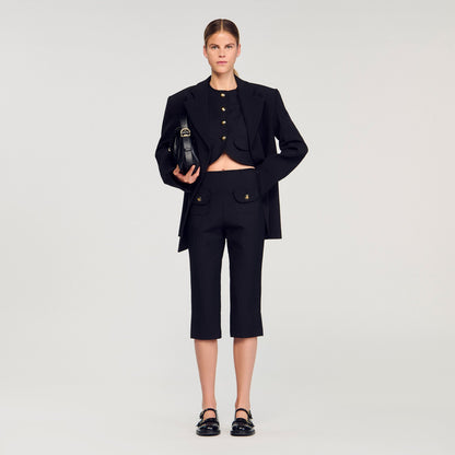 Sandro Buttoned crop top Black